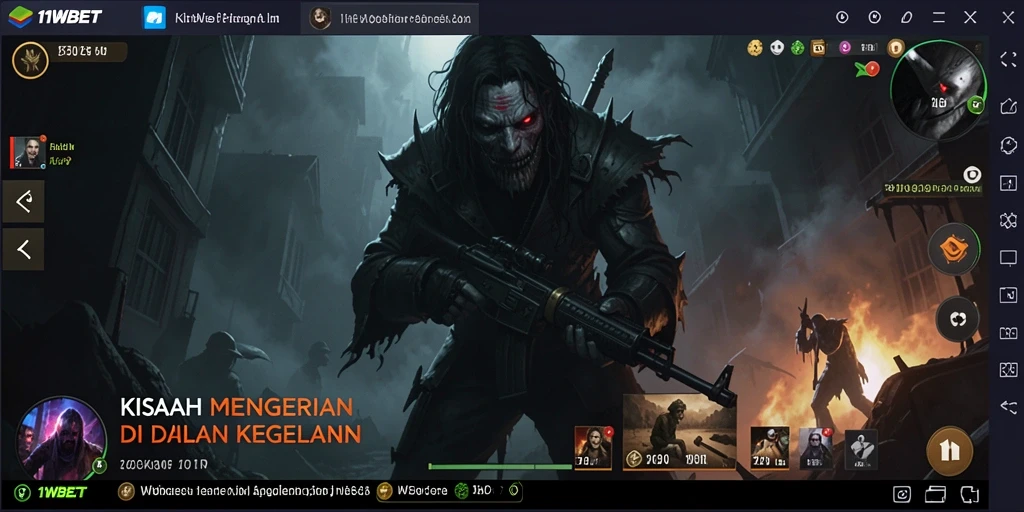 Screenshot menampilkan atmosfer menyeramkan dan gameplay menegangkan di 11WBET.