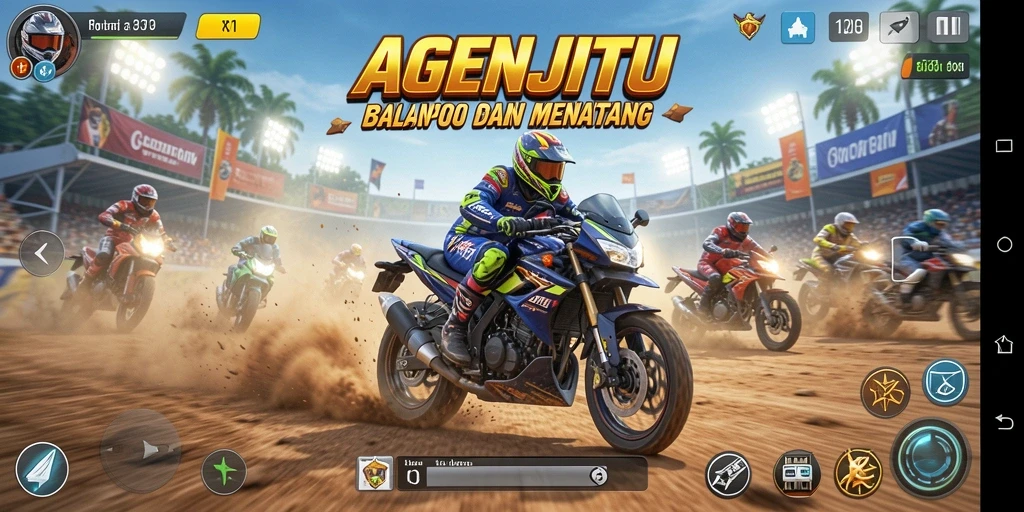 Gameplay AGENJITU dengan balapan motor yang cepat dan menegangkan.