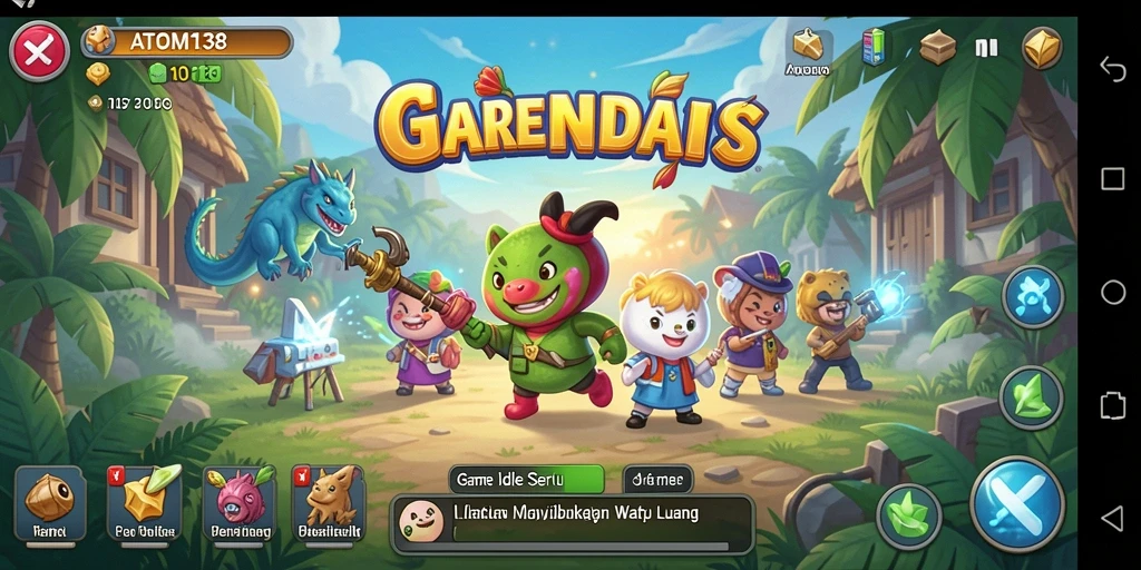 Tampilan gameplay fantastis ATOM138 dengan fitur Idle yang menarik.