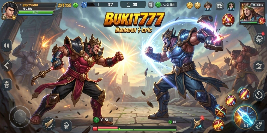 Tampilan menarik dari gameplay pertarungan di BUKIT777.