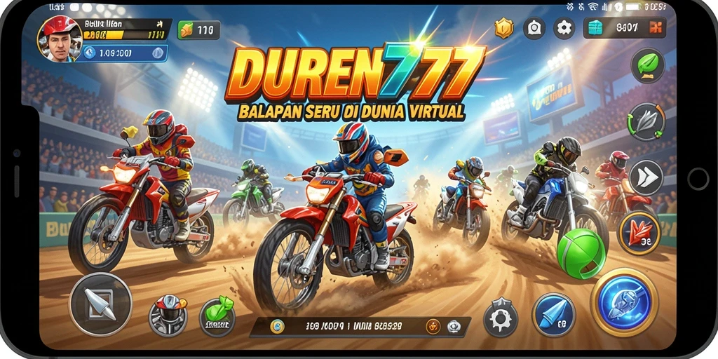 Screenshot utama DUREN777 menampilkan aksi balapan yang mendebarkan.