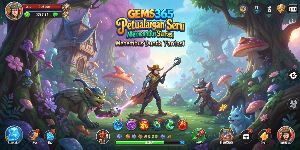 Tampilan utama gameplay GEMS365 dengan petualangan mendebarkan.