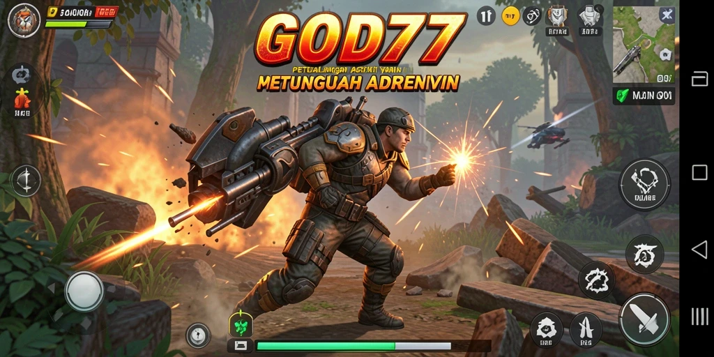 Tangkapan layar utama <strong>GOD77</strong> yang menunjukkan aksi menegangkan dalam permainan.