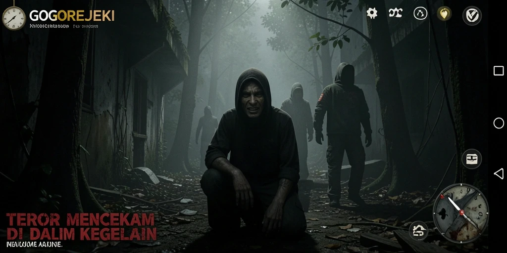 Screenshot GOGOREJEKI menampilkan momen menegangkan saat menjelajahi area gelap.