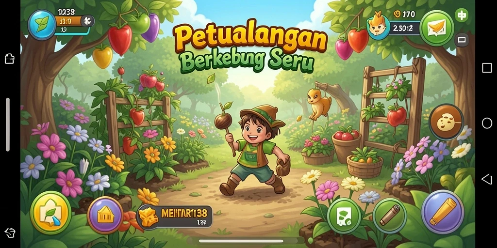 Tampilan gameplay MENTARI138 yang menarik dan seru saat berkebun.