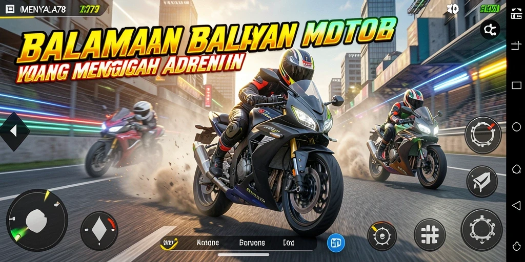 Screenshot menunjukkan balapan motor yang mendebarkan di MENYALA78.