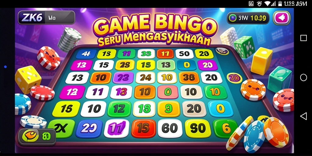 Screenshot gameplay ZK6 menunjukkan pemain dan kartu Bingo.